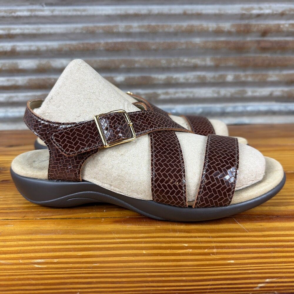 SAS Laguna Shoes Womens Size 9M Weave Henna Brown Leather Strappy Comfort Sandal